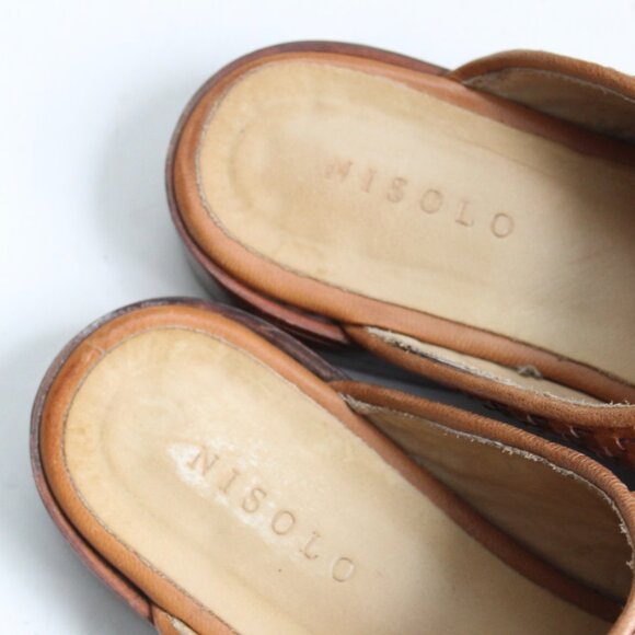 Nisolo Ama Women's Tan Leather Woven Mules Flats Size 7 - Picture 5 of 7